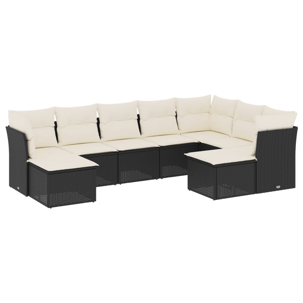 9-delige Loungeset met kussens poly rattan