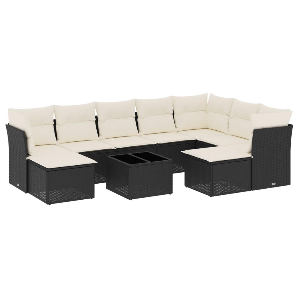 9-delige Loungeset met kussens poly rattan