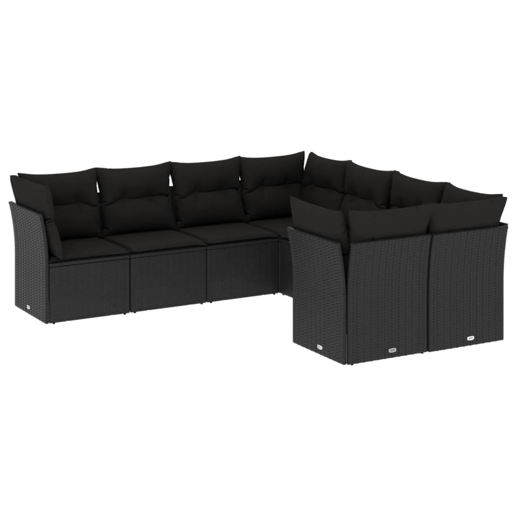 8-delige Loungeset met kussens poly rattan