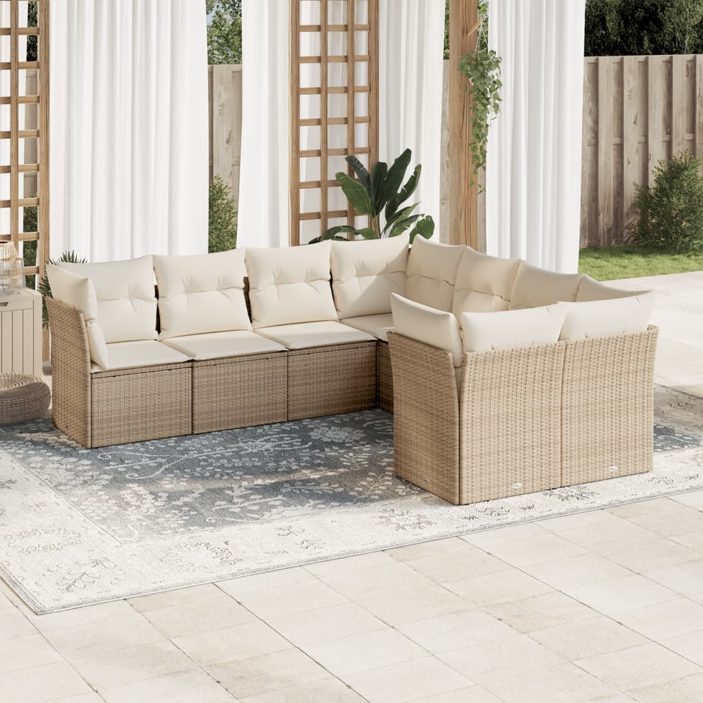 8-delige Loungeset met kussens poly rattan