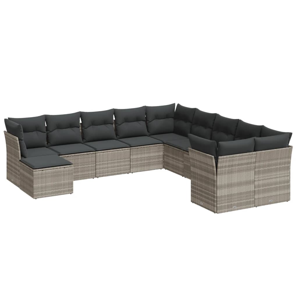 12-delige Loungeset met kussens poly rattan beige