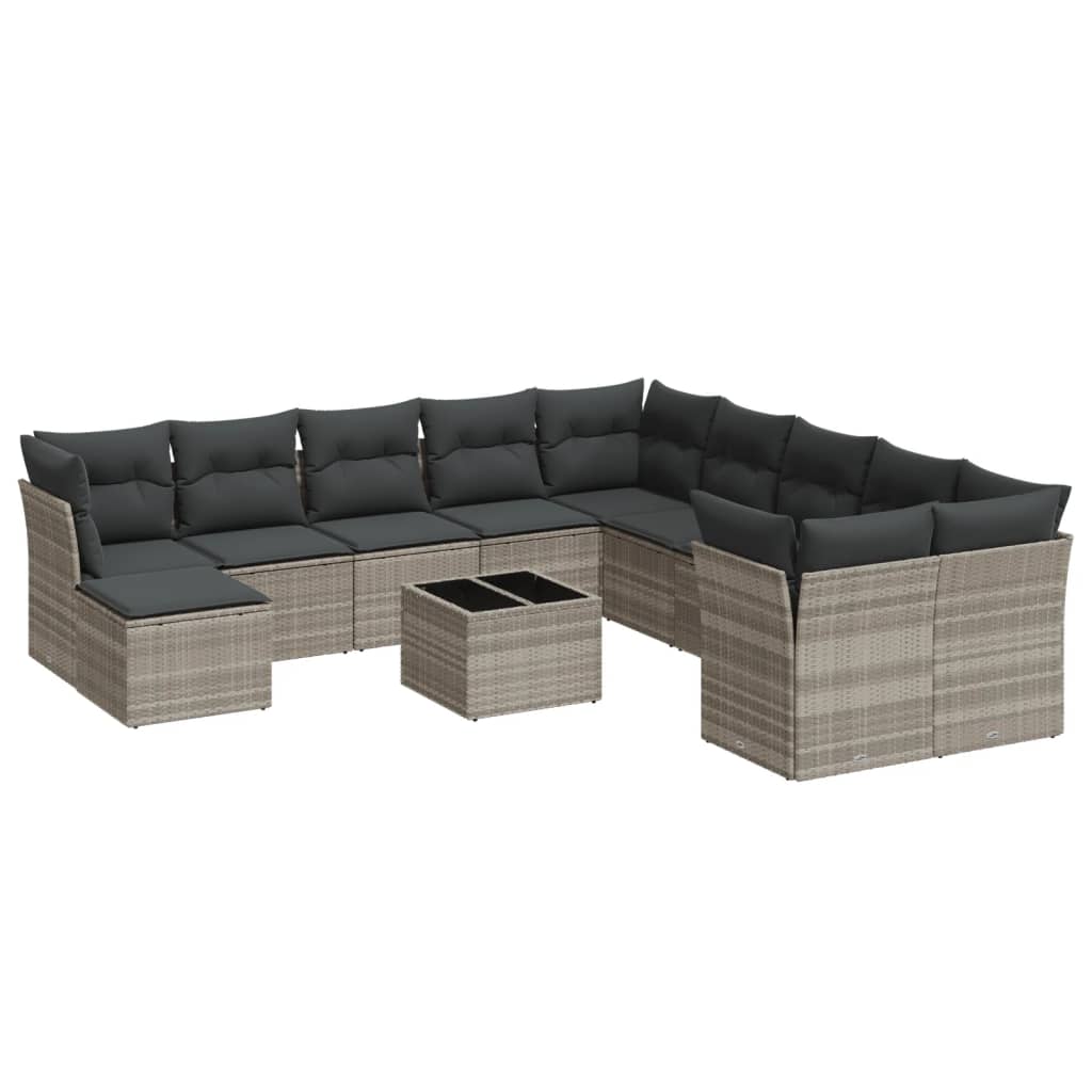 12-delige Loungeset met kussens poly rattan beige