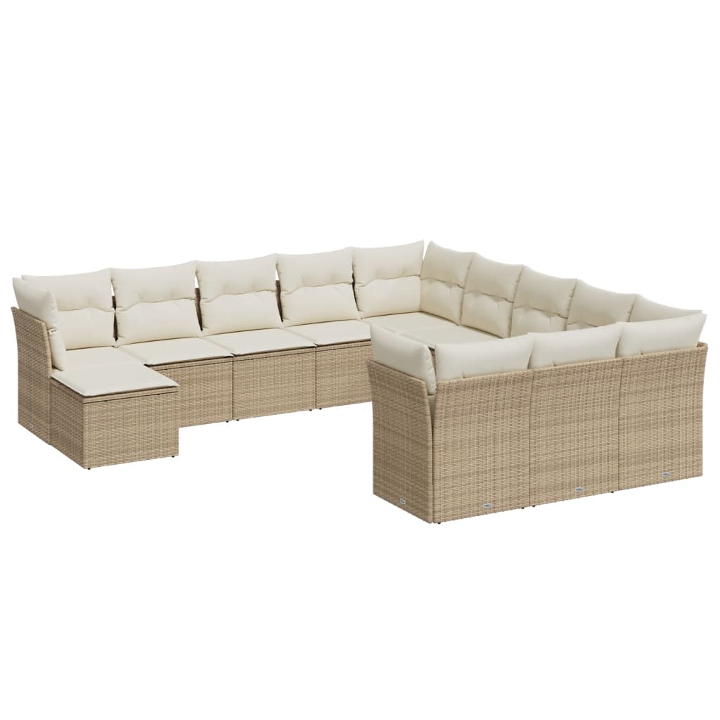 12-delige Loungeset met kussens poly rattan