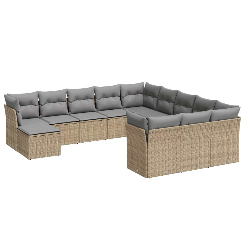 12-delige Loungeset met kussens poly rattan