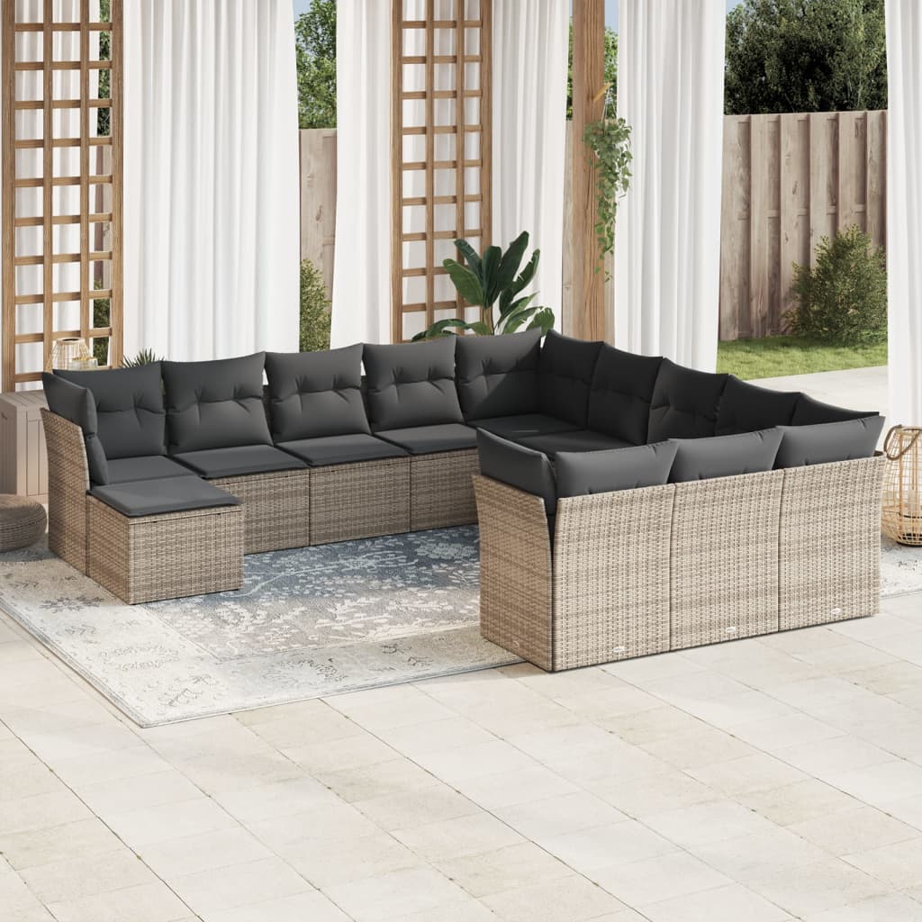 12-delige Loungeset met kussens poly rattan