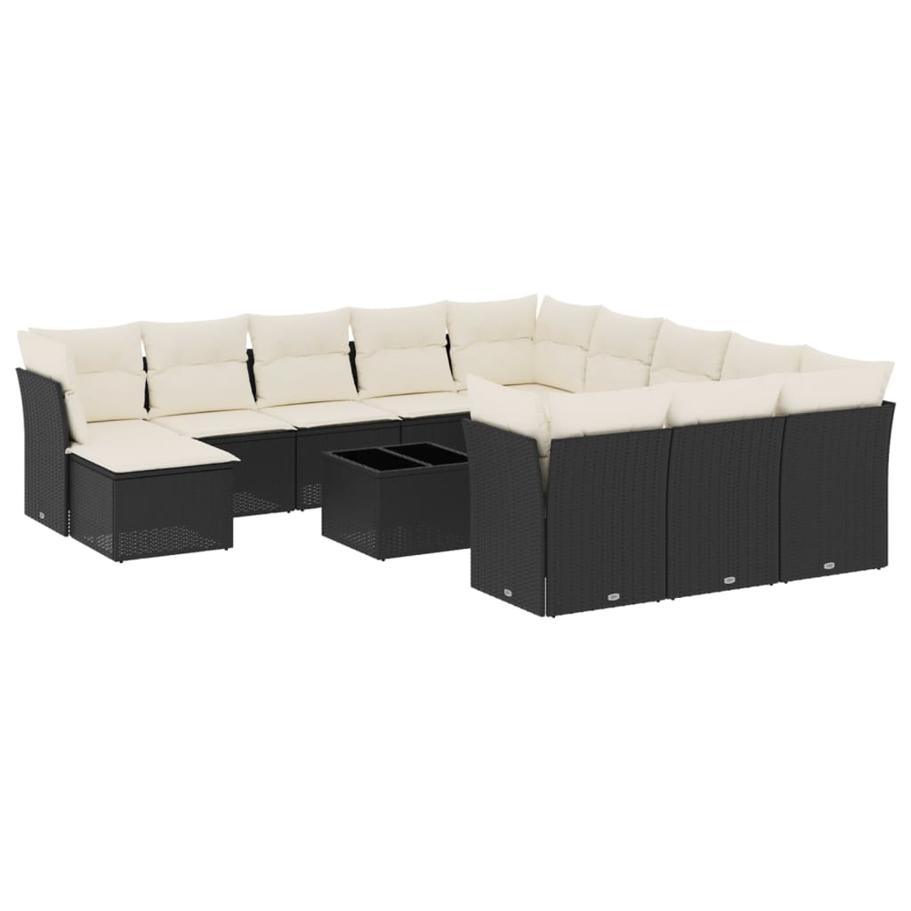 12-delige Loungeset met kussens poly rattan