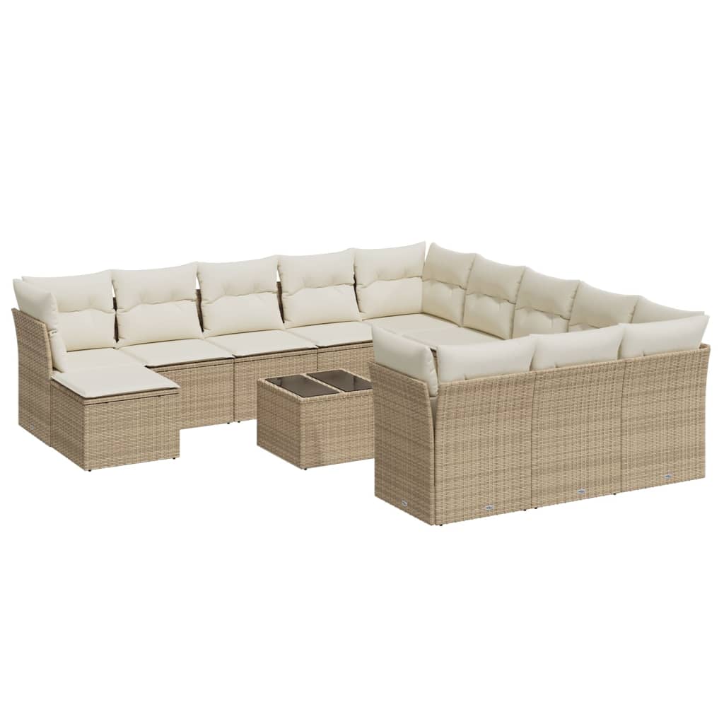 12-delige Loungeset met kussens poly rattan