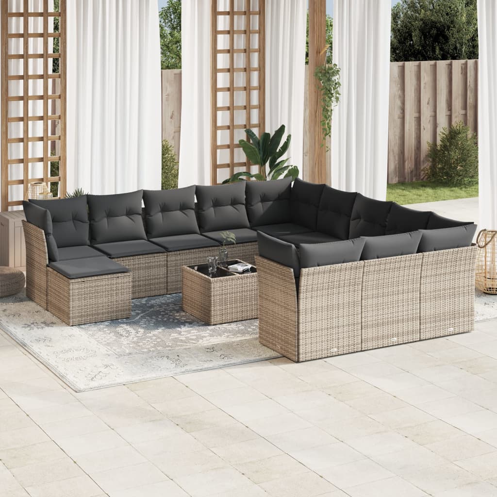 12-delige Loungeset met kussens poly rattan