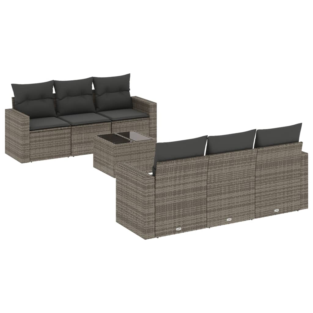 7-delige Loungeset met kussens poly rattan