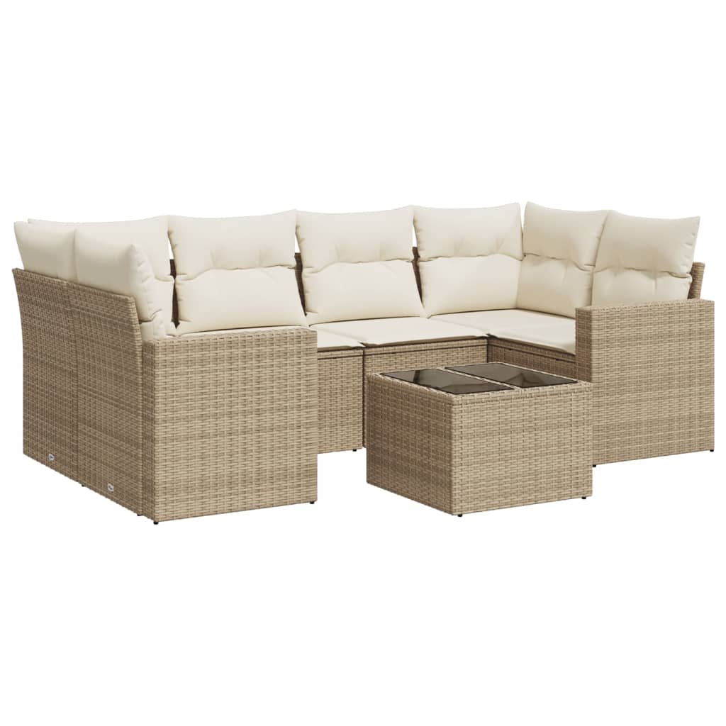 7-delige Loungeset met kussens poly rattan