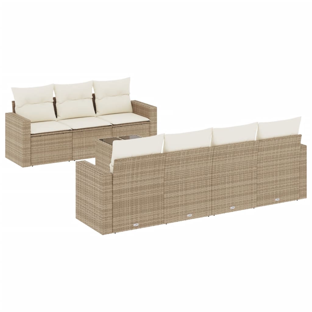 8-delige Loungeset met kussens poly rattan