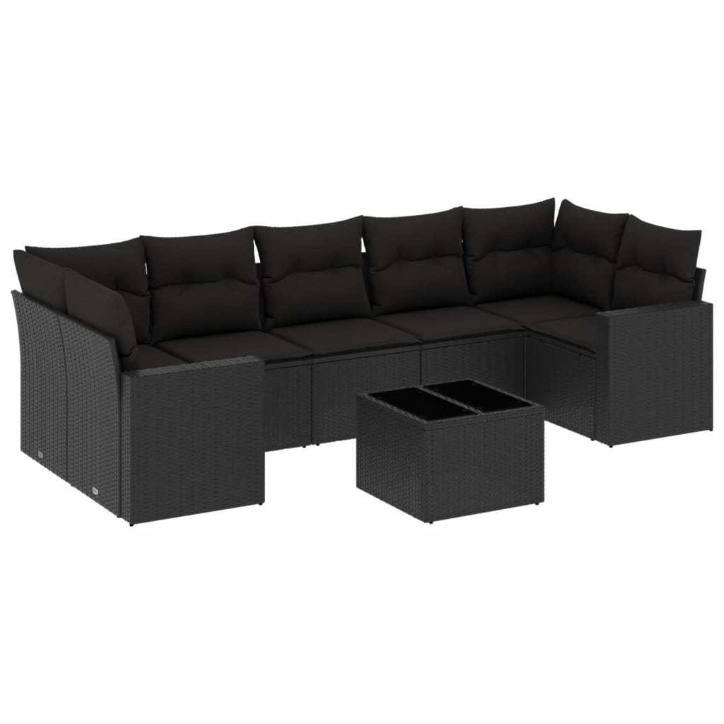 8-delige Loungeset met kussens poly rattan