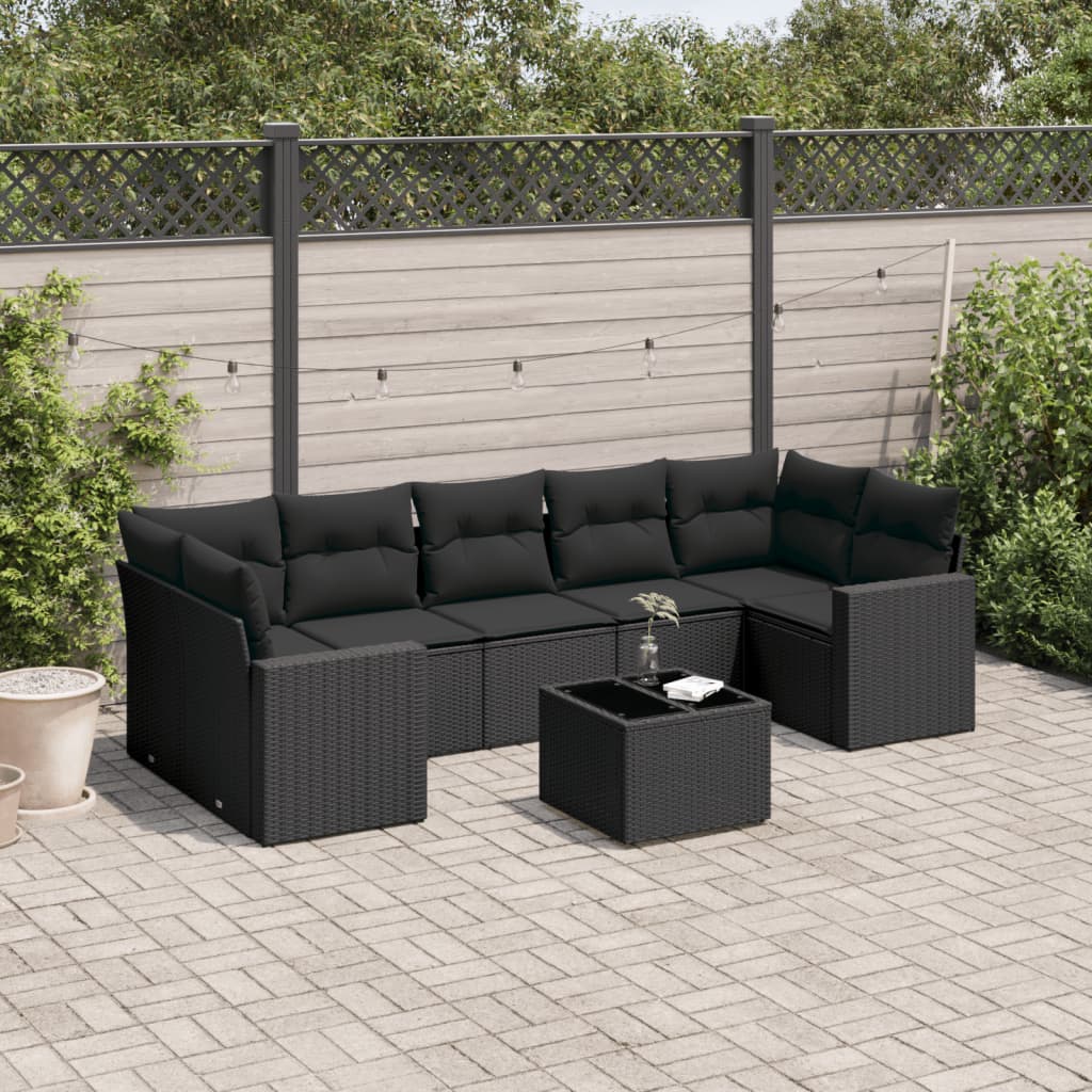 8-delige Loungeset met kussens poly rattan