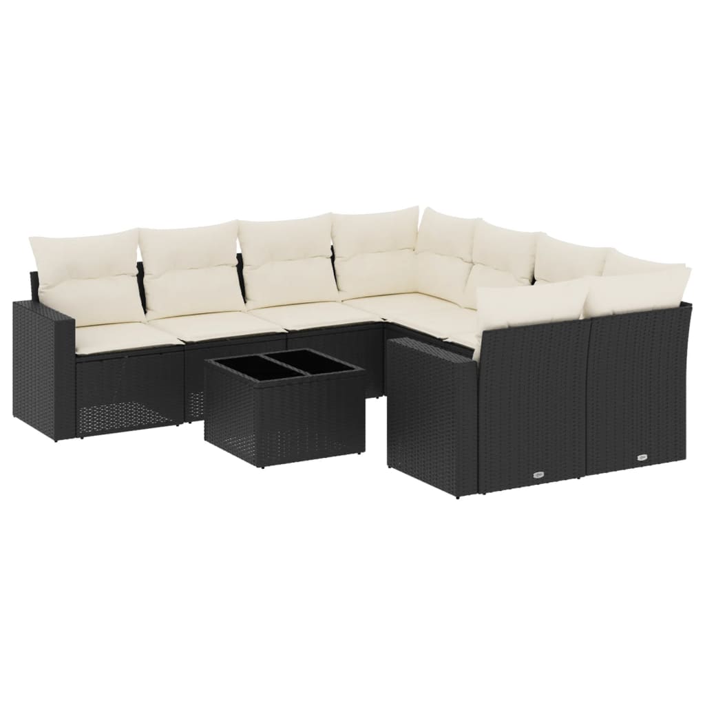 9-delige Loungeset met kussens poly rattan