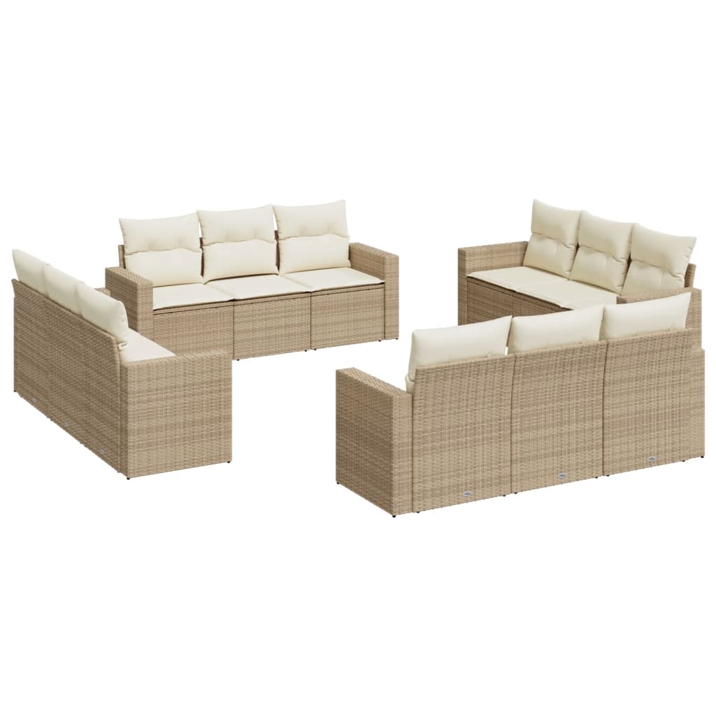 13-delige Loungeset met kussens poly rattan