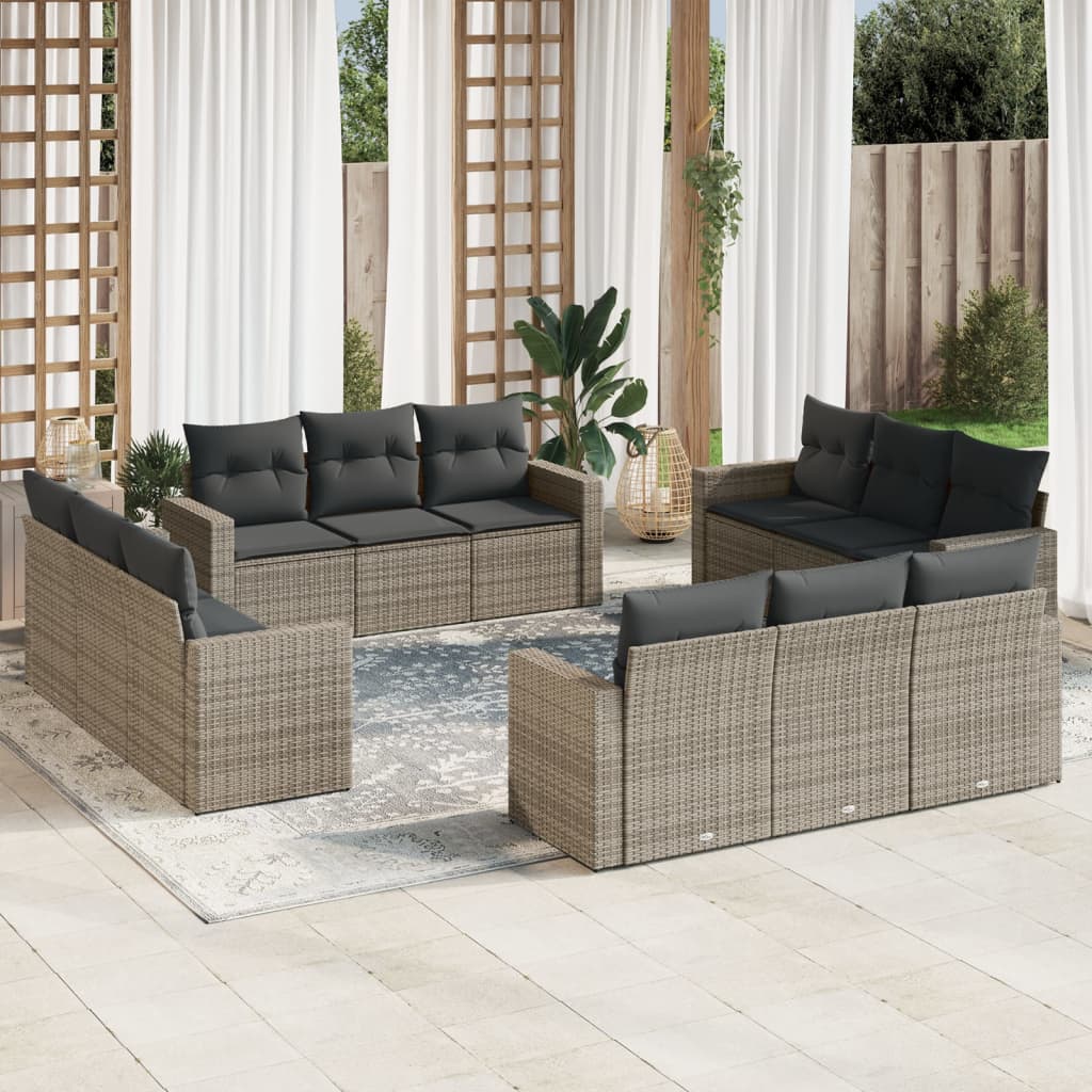 13-delige Loungeset met kussens poly rattan