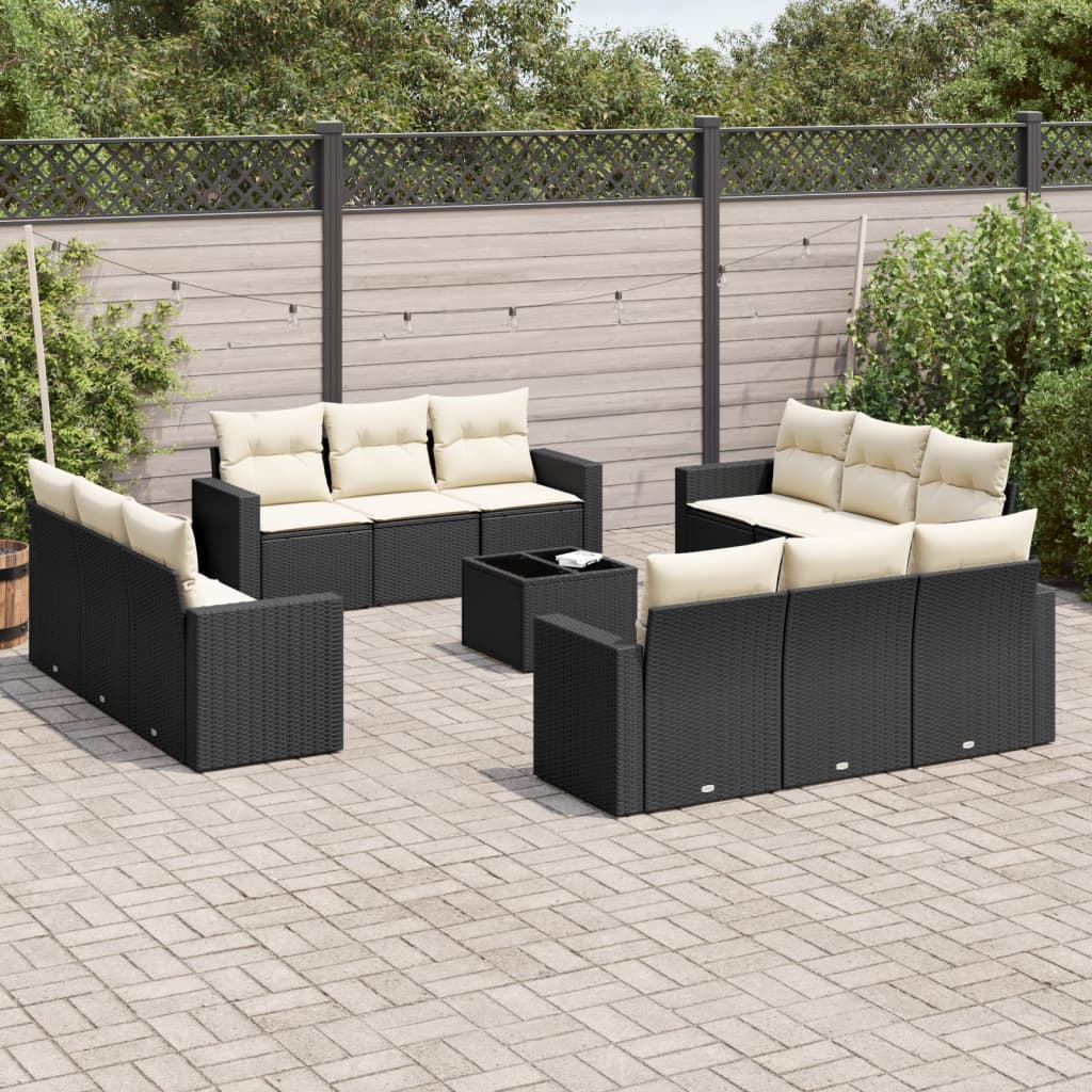 13-delige Loungeset met kussens poly rattan