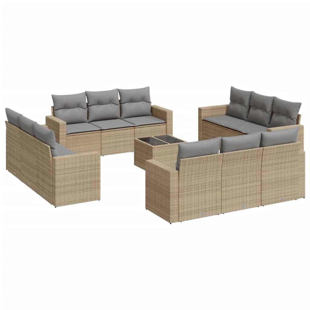 13-delige Loungeset met kussens poly rattan