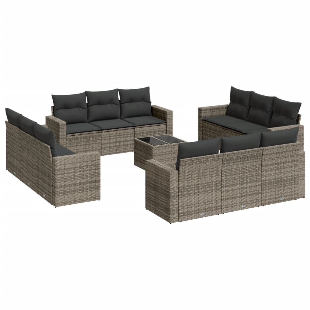 13-delige Loungeset met kussens poly rattan