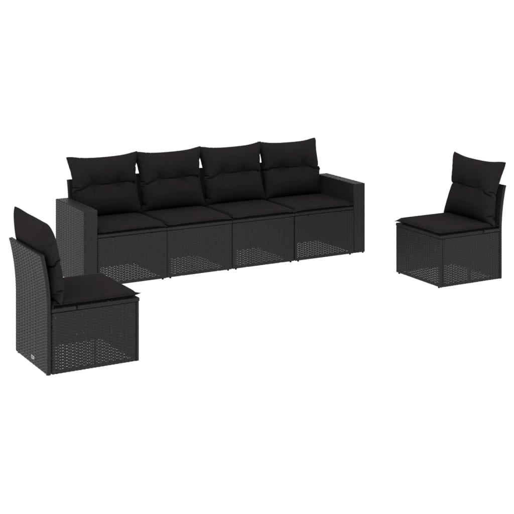 7-delige Loungeset met kussens poly rattan