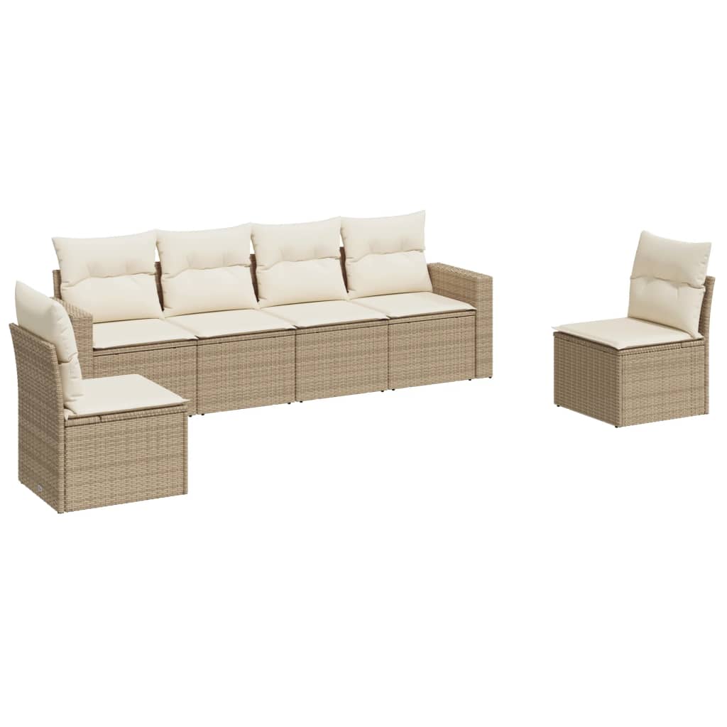 7-delige Loungeset met kussens poly rattan