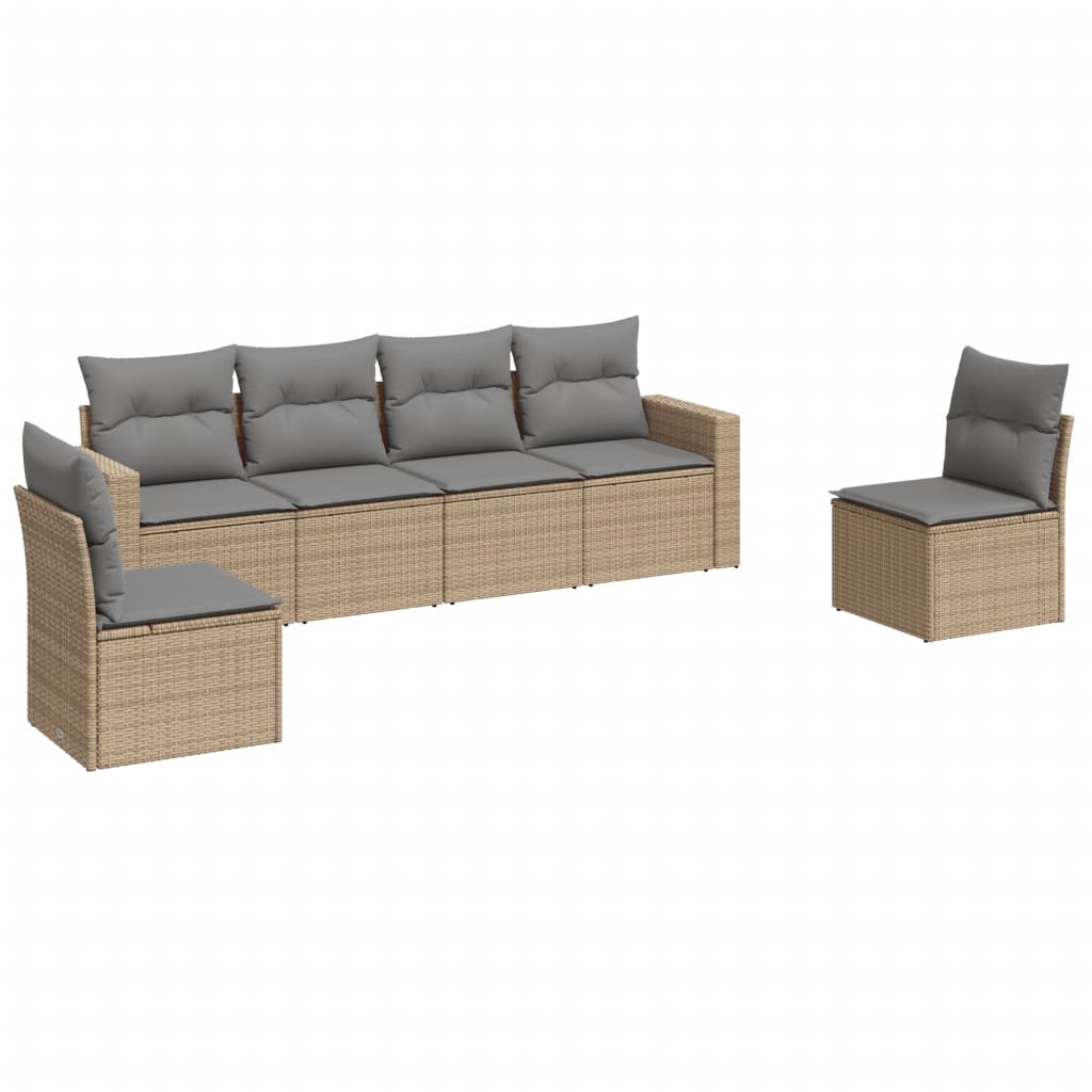 7-delige Loungeset met kussens poly rattan