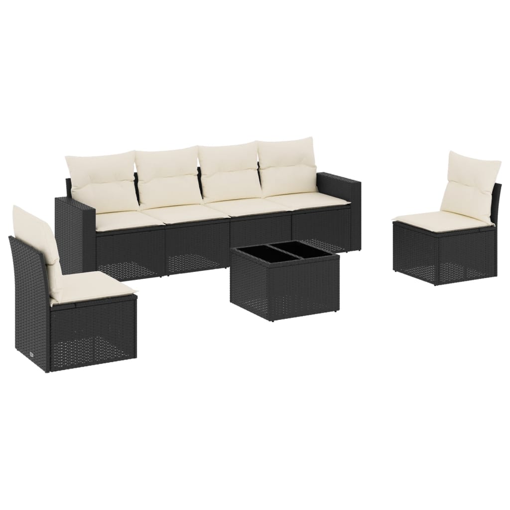 7-delige Loungeset met kussens poly rattan