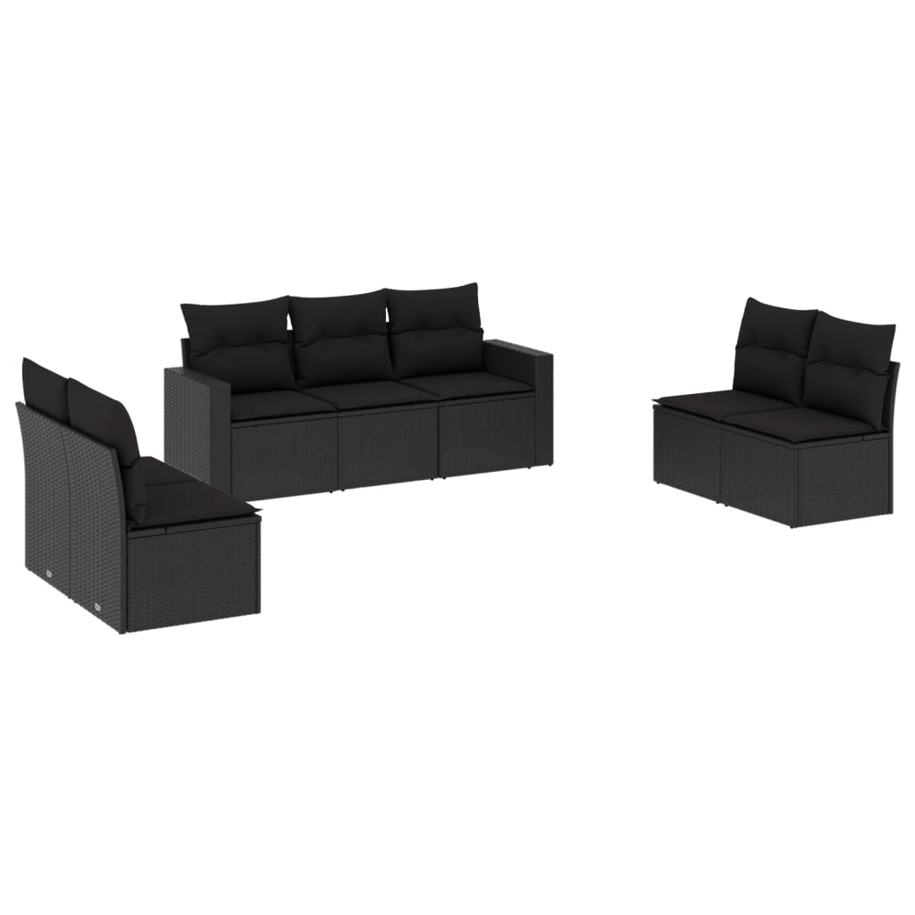 7-delige Loungeset met kussens poly rattan