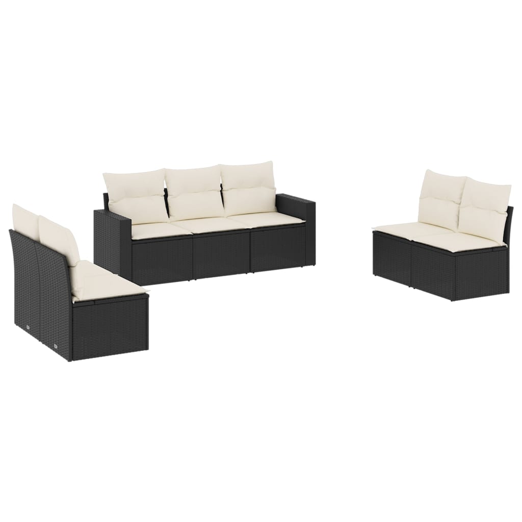 7-delige Loungeset met kussens poly rattan