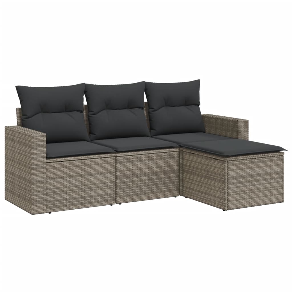 4-delige Loungeset met kussens poly rattan