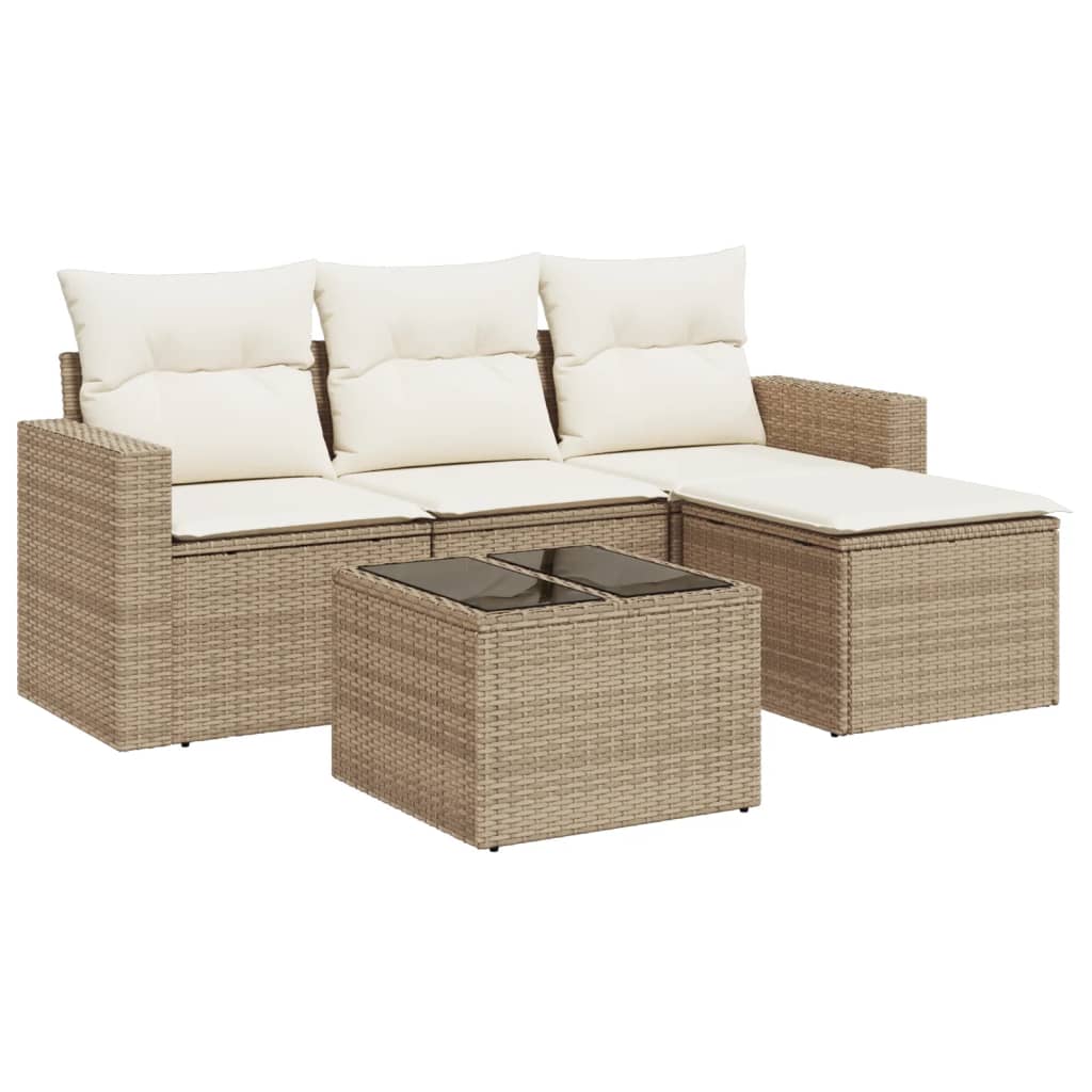 4-delige Loungeset met kussens poly rattan