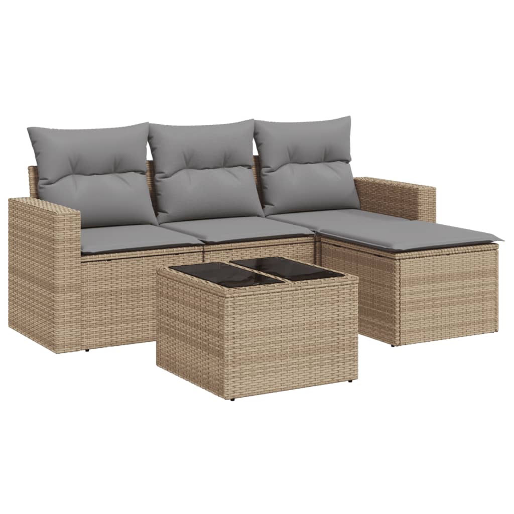 4-delige Loungeset met kussens poly rattan