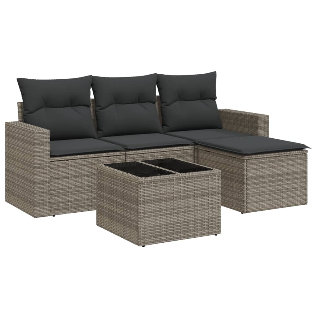 4-delige Loungeset met kussens poly rattan