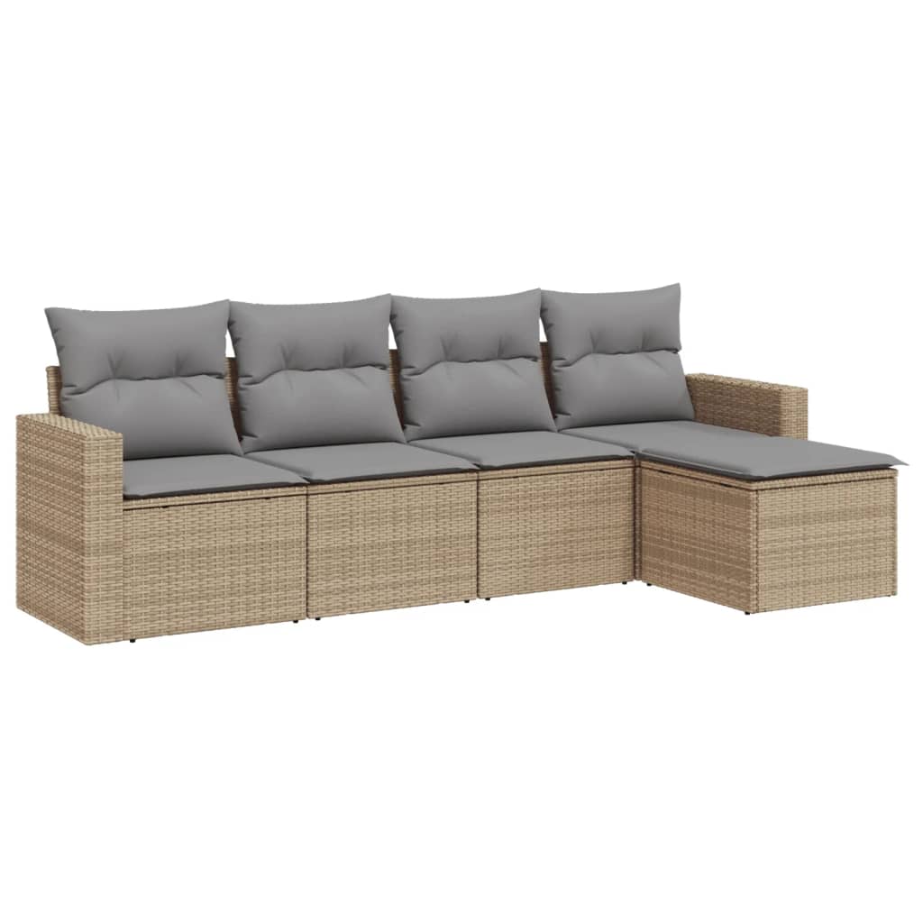 6-delige Loungeset met kussens poly rattan