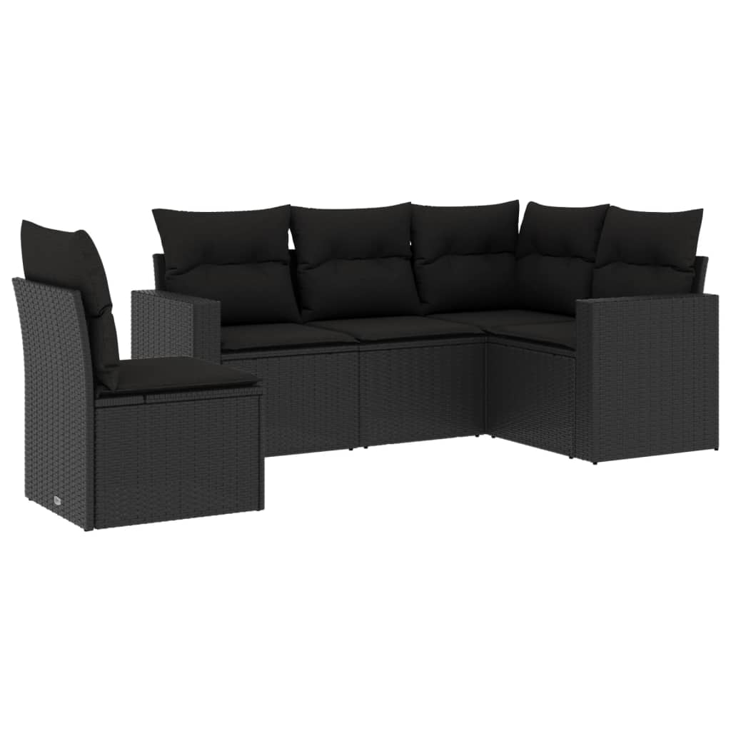 5-delige Loungeset met kussens poly rattan