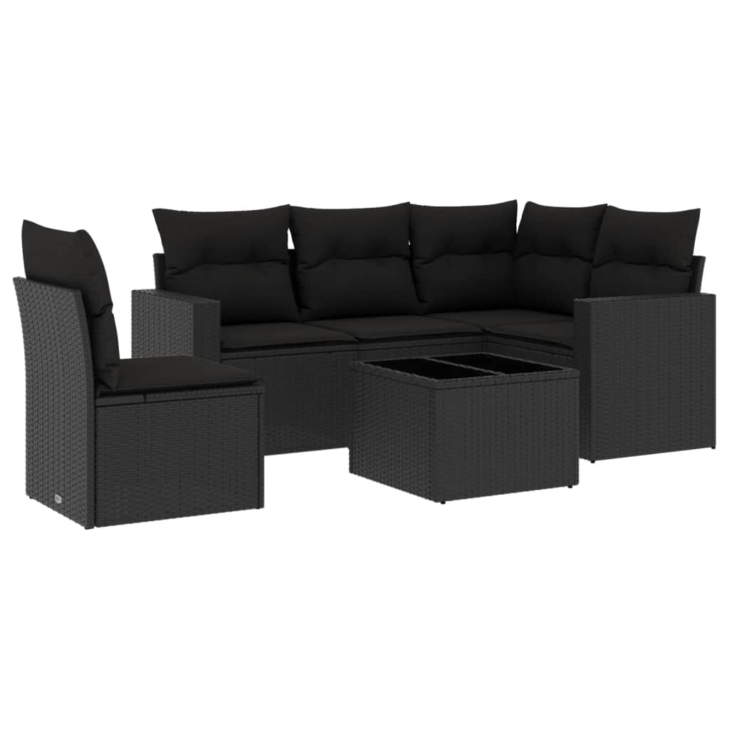 5-delige Loungeset met kussens poly rattan