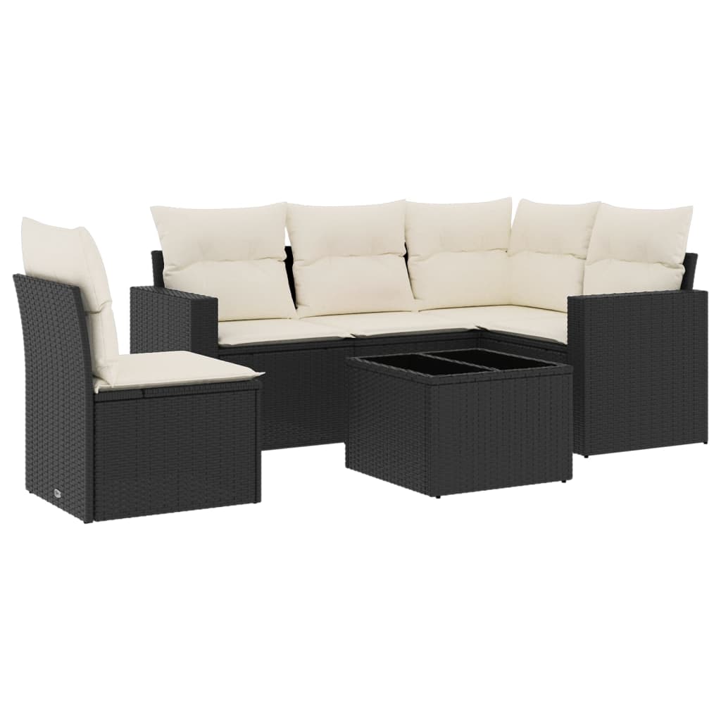 5-delige Loungeset met kussens poly rattan