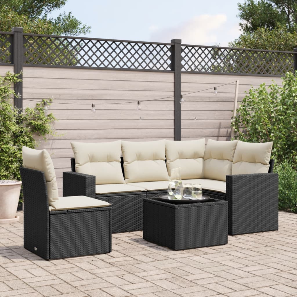 5-delige Loungeset met kussens poly rattan