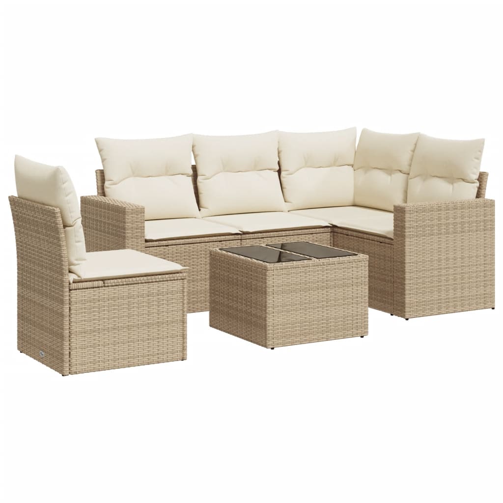 5-delige Loungeset met kussens poly rattan