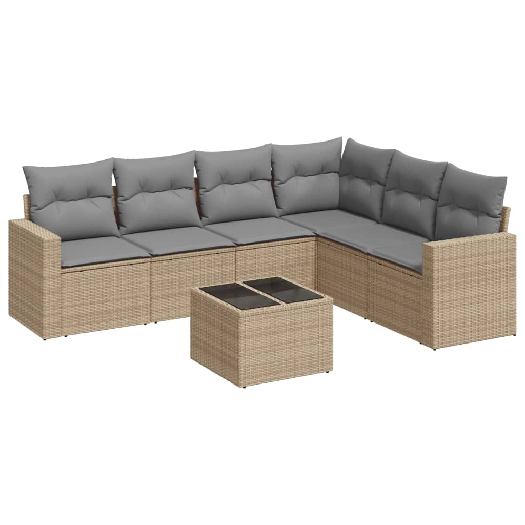 6-delige Loungeset met kussens poly rattan