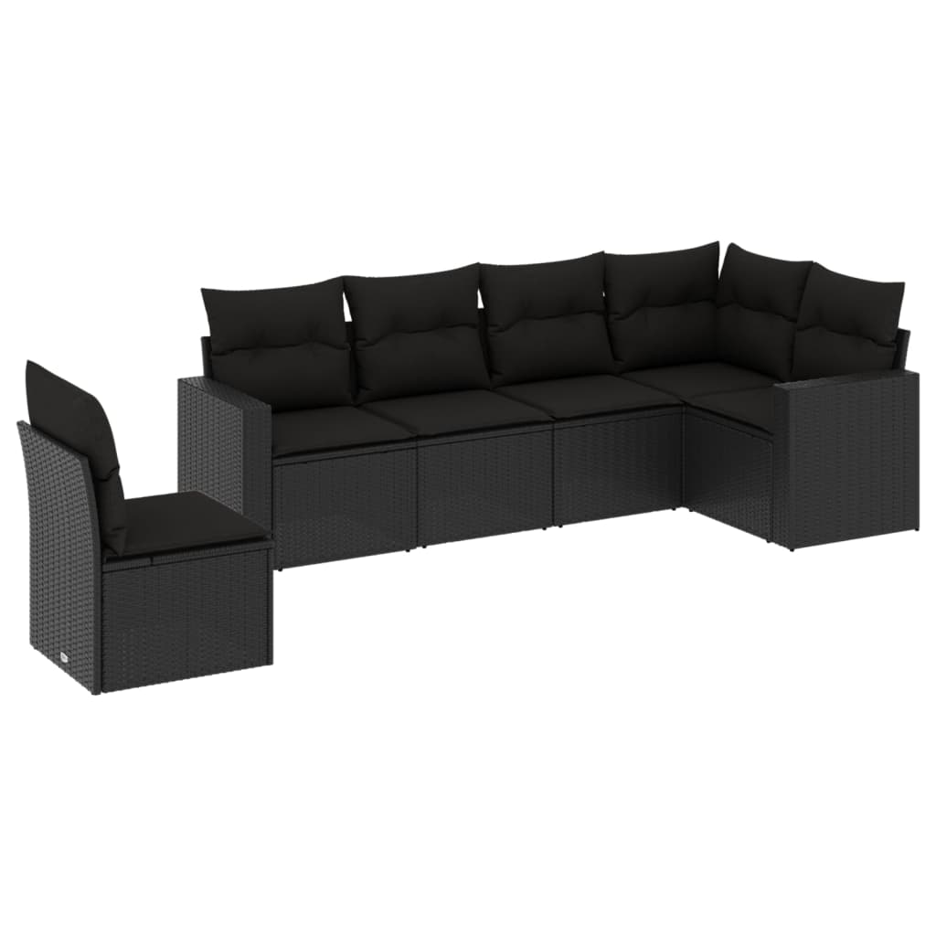 6-delige Loungeset met kussens poly rattan