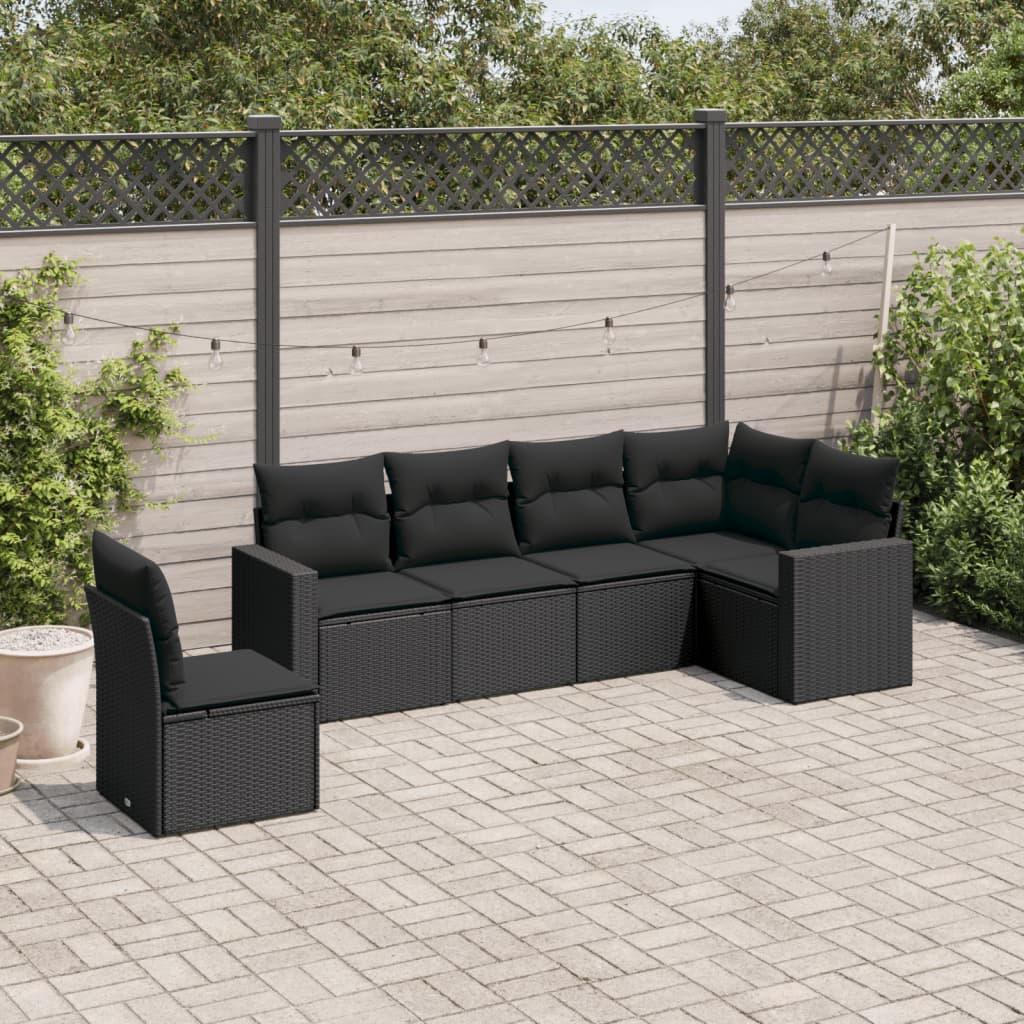 6-delige Loungeset met kussens poly rattan