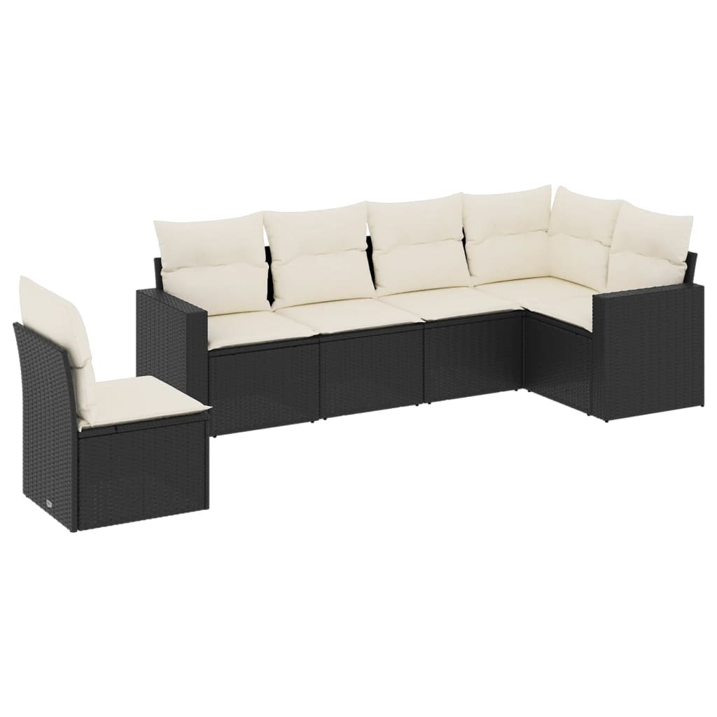 6-delige Loungeset met kussens poly rattan