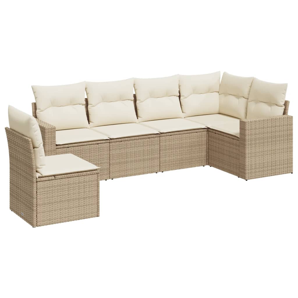 6-delige Loungeset met kussens poly rattan