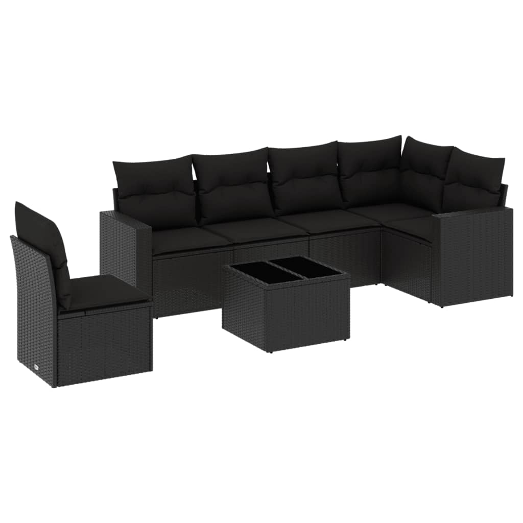 6-delige Loungeset met kussens poly rattan