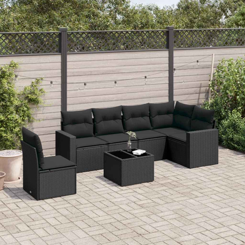 6-delige Loungeset met kussens poly rattan