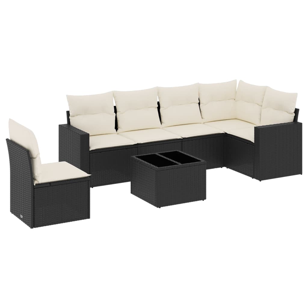 6-delige Loungeset met kussens poly rattan