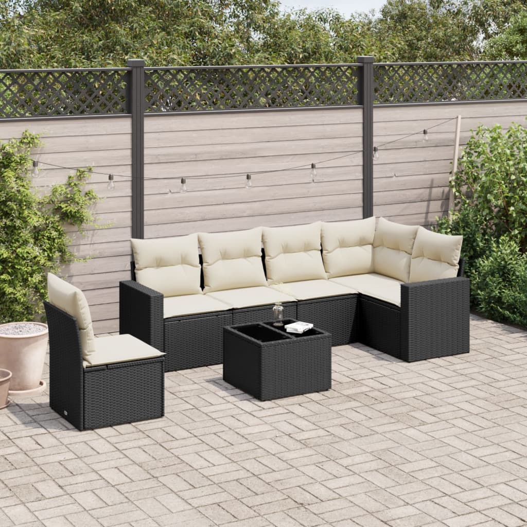 6-delige Loungeset met kussens poly rattan