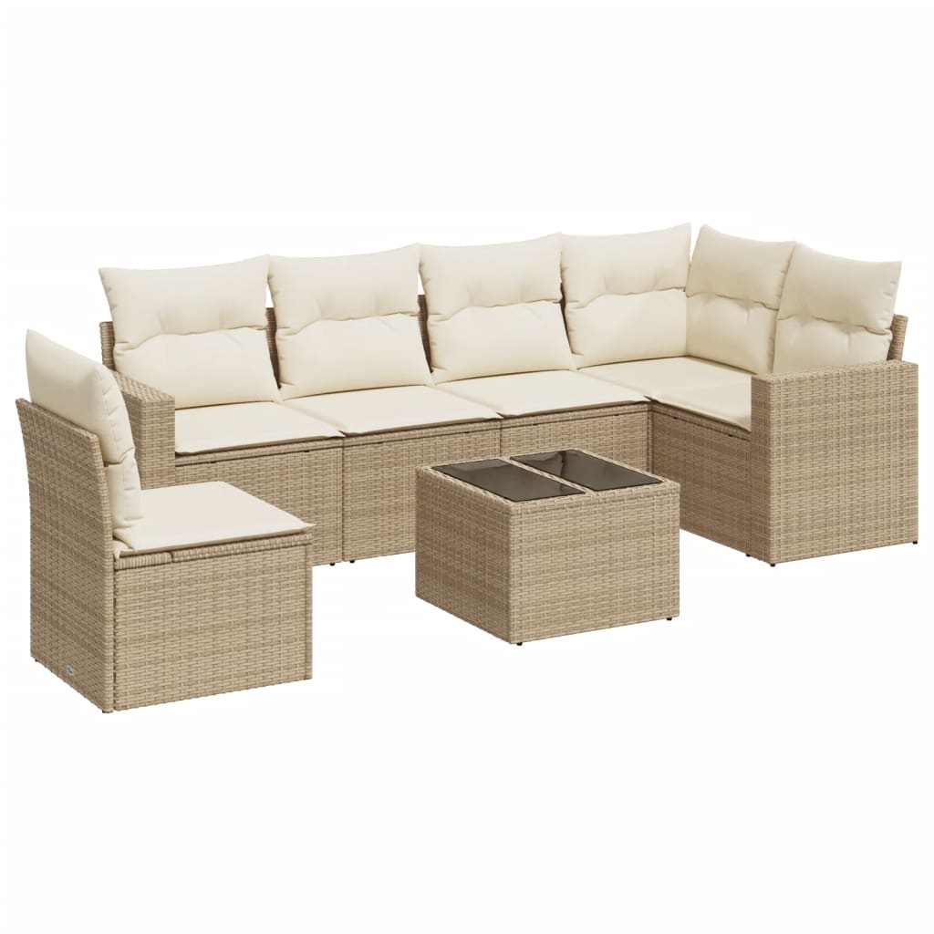 6-delige Loungeset met kussens poly rattan