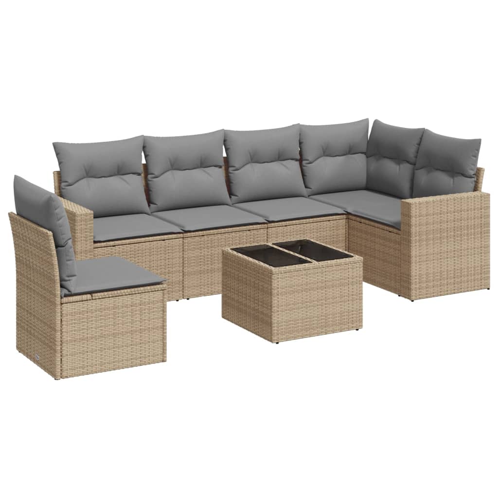 6-delige Loungeset met kussens poly rattan